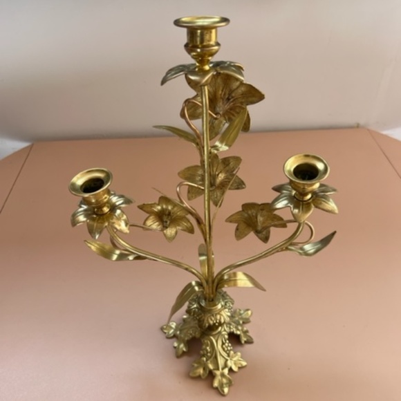 19th Century French Guilt-Brass Church Candelabra - Picture 4 of 5